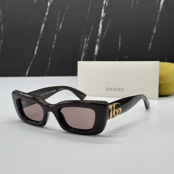 NEW GG1827S 004 GUCCI SHINY BROWN/VIOLET WOMEN GUCCI SUNGLASSES - Picture 1 of 13